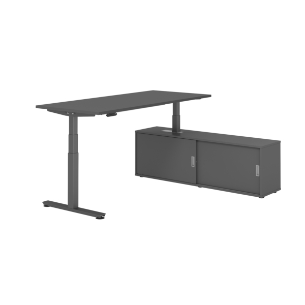 4032062330166 - Schreibtischkombination XDSM 19 höhenverstellbar 63-127cm (H) 160x80cm (BxT) rechteckig graphit   graphit 4032062330166 Hamm