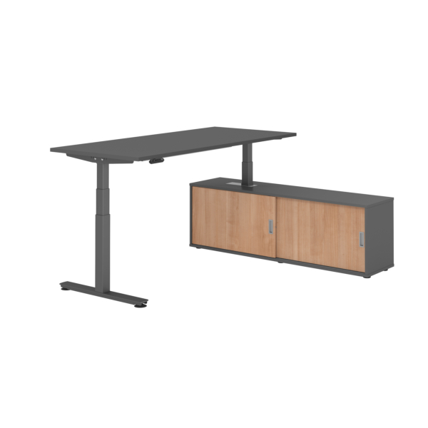 4032062330173 - Schreibtischkombination XDSM 19 höhenverstellbar 63-127cm (H) 160x80cm (BxT) rechteckig graphit   graphit 4032062330173 Hamm