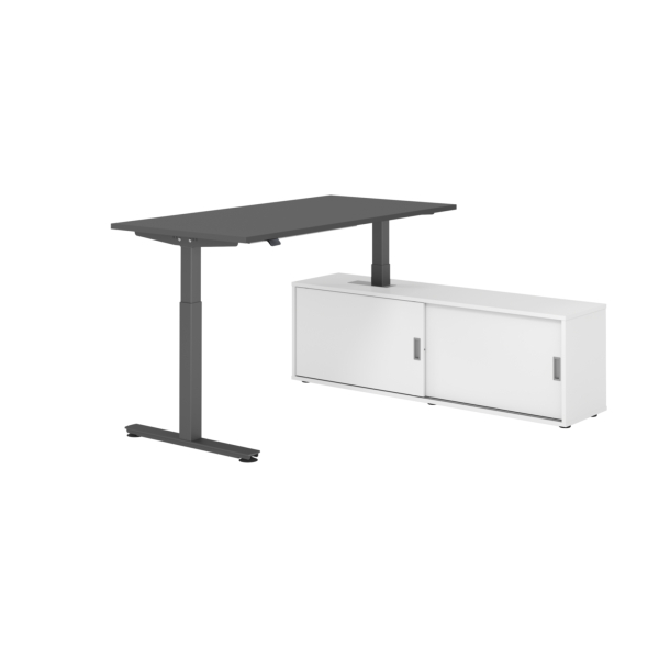 4032062334065 - Schreibtischkombination höhenverstellbar 71-120cm (H) 160x80cm (BxT) rechteckig graphit   graphit 4032062334065 Hammerbacher