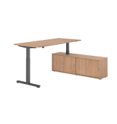 Schreibtischkombination, h&ouml;henverstellbar 71-120cm (H), 160x80cm (BxT), rechteckig, nussbaum / graphit