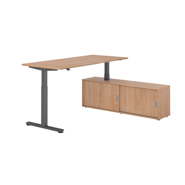 4032062334164 - Schreibtischkombination höhenverstellbar 71-120cm (H) 160x80cm (BxT) rechteckig nussbaum   graphit 4032062334164 Hammerbache