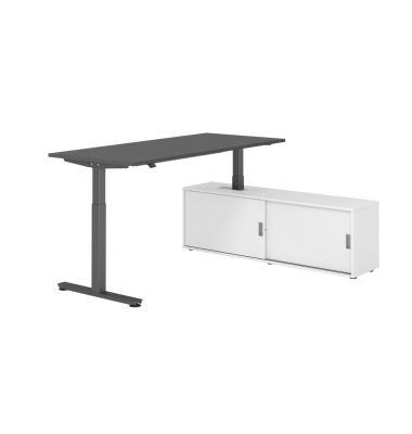 Sitz-Steh-Schreibtischkombination VXMST, h&ouml;henverstellbar 71-120cm (H), 180x80cm (BxT), rechteckig, graphit / graphit