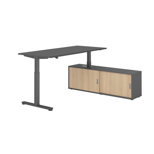 4032062334218 - Schreibtischkombination höhenverstellbar 71-120cm (H) 160x80cm (BxT) rechteckig graphit   graphit 4032062334218 Hammerbacher