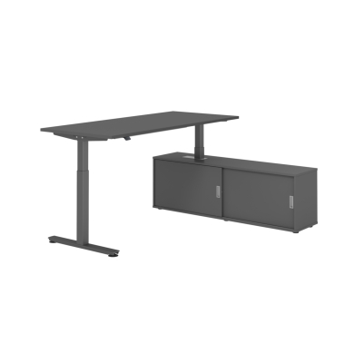 Sitz-Steh-Schreibtischkombination VXMST, h&ouml;henverstellbar 71-120cm (H), 180x80cm (BxT), rechteckig, graphit / graphit