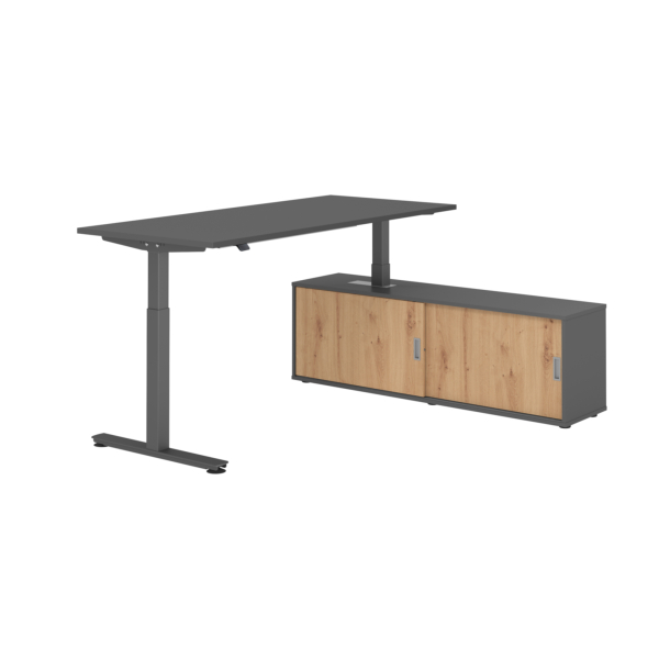 4032062334799 - Schreibtischkombination höhenverstellbar 71-120cm (H) 160x80cm (BxT) rechteckig graphit   graphit 4032062334799 Hammerbacher