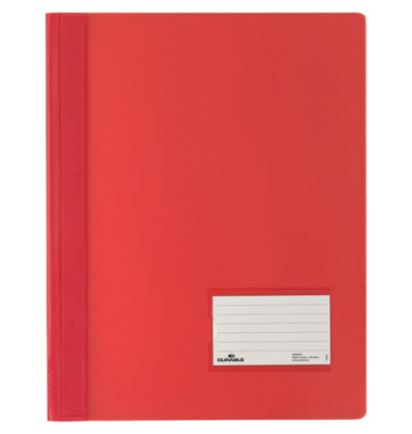 Schnellhefter DURALUX TRANSLUZENT 268003, A4+, rot, Kunststoff, Vorderdeckel transparent