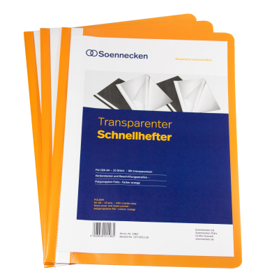 Schnellhefter 2962, A4, orange, Polypropylen, Vorderdeckel transparent