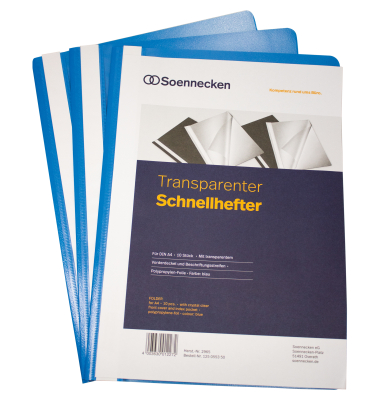 Schnellhefter 2965, A4, blau, Polypropylen (PP), 80g, Vorderdeckel transparent