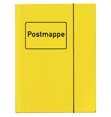 Postmappe VELOCOLOR 4442 319, A4 gelb Karton 350g, f&uuml;r ca. 150 Blatt  (80 g/m&sup2;), mit 3 Einschlagklappen