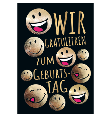 Geburtstagskarten 51-1432 11,5x17 cm 115mm x 170mm (BxH) Smileys bunt