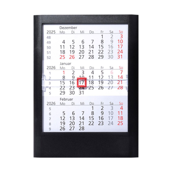 4021819550353 - 3-Monatstischkalender 13x16cm schwarz 2023