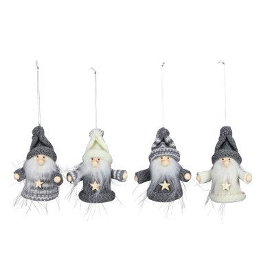 Weihnachtlicher  Behang Wichtel grau-weiß sortiert Weihnachtlicher  Behang Wichtel grau-weiß sortiert