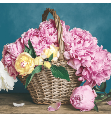 Motivservietten 211724 / Blumen im Korb, 3-lagig, 33x33cm