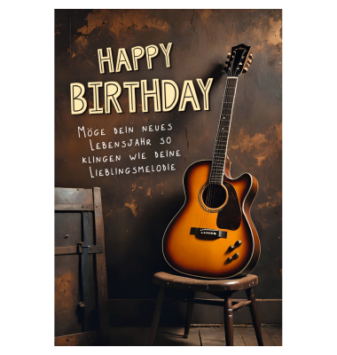 Geburtstagskarten 51-10952 11,5x17 cm 115mm x 170mm (BxH) Gitarre bunt