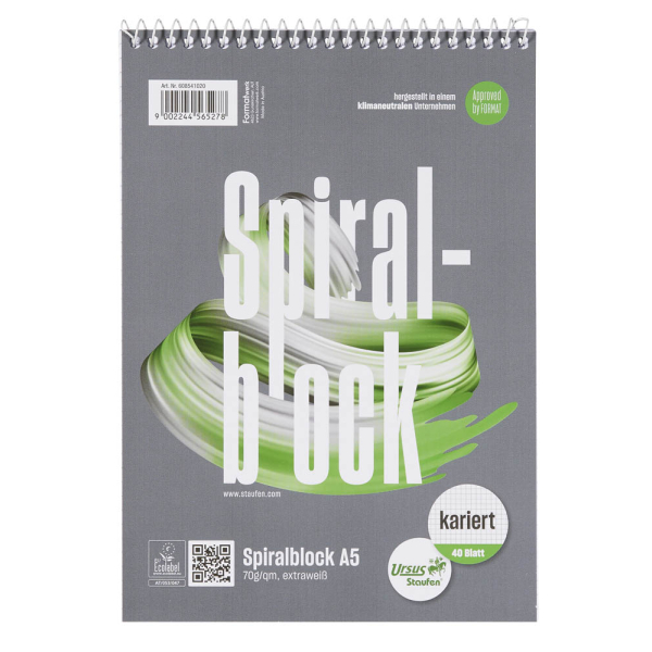 9002244565278 - Collegeblock 608541020 Muster Lineatur 22   liniert mit Rand innen A5 70g grau 40 Blatt 9002244565278 Staufen
