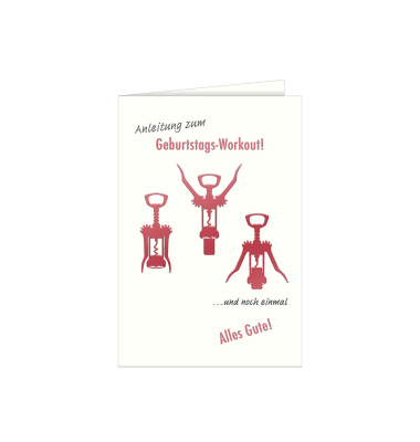 Geburtstagskarten 51-13055 11,5x17 cm 115mm x 170mm (BxH) Korkenzieher mehrfarbig