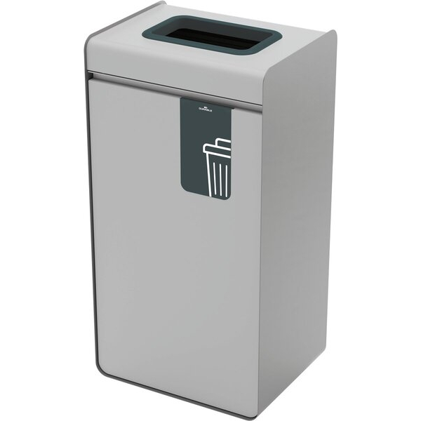 4005546743646 - Wertstoffsammler DURASORT® Volumen 55 l für Restmüll farbiger Einwurf-Ring und Piktogramm Inneneimer Stahl und Kunststoff grau-schwarz