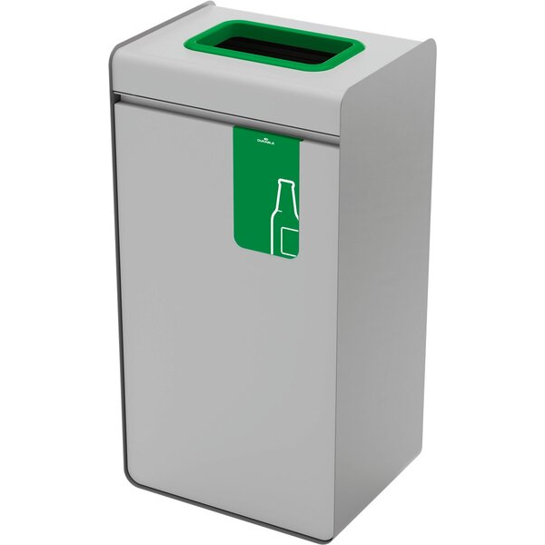 4005546743653 - Wertstoffsammler DURASORT® Volumen 55 l für Glas farbiger Einwurf-Ring und Piktogramm Inneneimer Stahl und Kunststoff grün-grau