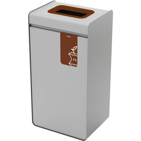 4005546743660 - Wertstoffsammler DURASORT® Volumen 55 l für Bioabfall farbiger Einwurf-Ring und Piktogramm Inneneimer Stahl und Kunststoff braun-grau