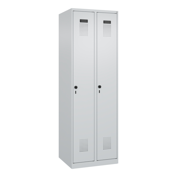 4067521939857 - Kleiderspind Evolo Plus 2 Abteile Anschlag rechts Drehriegelverschluss B 600 x T 500 x H 1850 mm lichtgrau lichtgrau