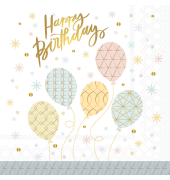 Servietten 13320580 / Happy Birthday, 3-lagig, 33x33cm
