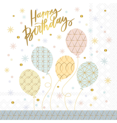 Servietten 13320580 / Happy Birthday, 3-lagig, 33x33cm