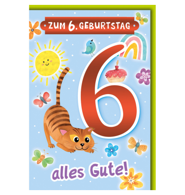 Geburtstagskarte Kinder Zahl 6