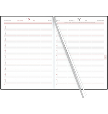 Buchkalender 886-0021, anthrazit, 1 Tag / 1 Seite, 21x29,5cm (A4), 2026