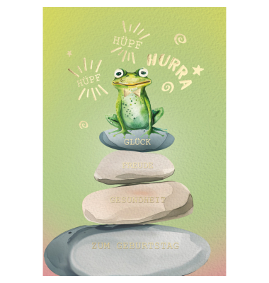 Geburtstagskarten 51-0387 11,5x17 cm 115mm x 170mm (BxH) Frosch wei&szlig;/bunt
