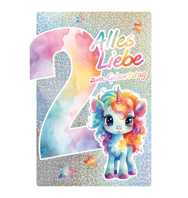 Geburtstagskarte Kinder Girls Zahl 2
