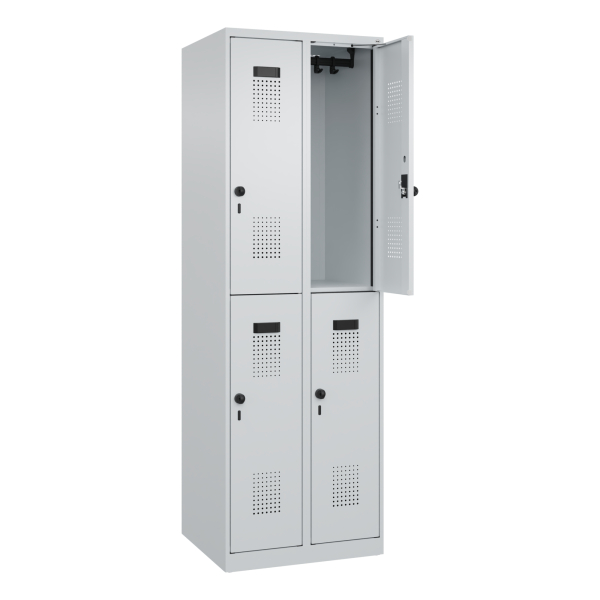 4067521940785 - Doppelstock-Spind Evolo PLUS 2 Abteile lichtgrau B 600 mm mit Bodengleitern Drehriegel C+P