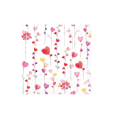 Motivserviette 33x33cm Herzen Girlanden