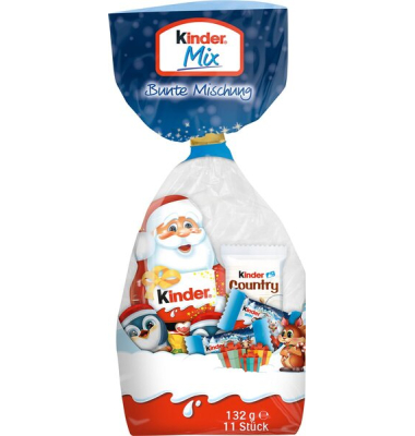 kinder Mix Bunte Mischung, 132 g, Inhalt bestehend aus: kinder Country, kinder Ciccolato Happy Cocoa Buiscuit, kinder Hohlfigur 