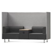 2 Sitzer Besprechungsecke mit Tisch und Stromanschluss schwarz /grau 1805-4-1 soft seating