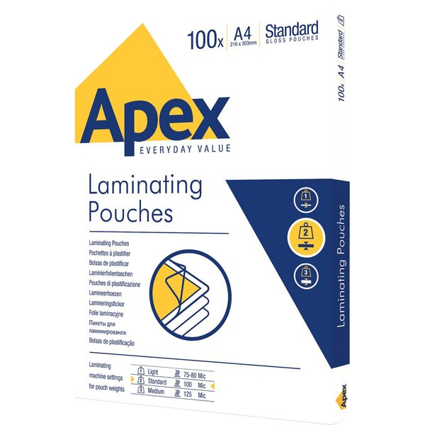 0043859584864 - Laminierfolien Apex Standard 6003301 A4 216x303mm 100mic glänzend 0043859584864 100 Stück