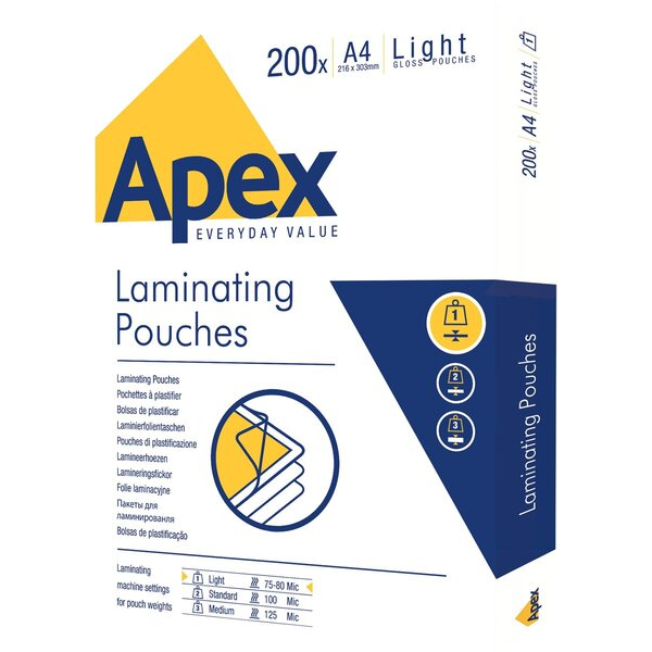 0043859624003 - Laminierfolien Apex Light 6005301 A4 216x303mm 80mic glänzend 0043859624003 200 Stück