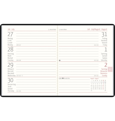 Taschenkalender 660-1001, farbig sortiert, 1 Woche /  2 Seiten, 8,3x10,7cm (A7), 2026