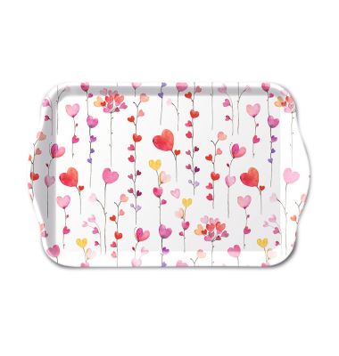 Tablett 13x21cm Herzen Girlanden
