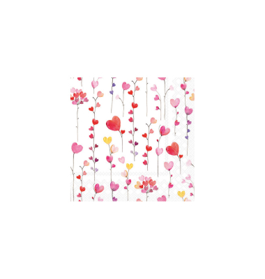 Servietten 12518125, mehrfarbig / Herzen Girlande, 3-lagig, 25x25cm