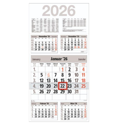 Fünfmonatskalender M5TF, Take Five, 5 Monate / 1 Seite, 30x59cm, 2026