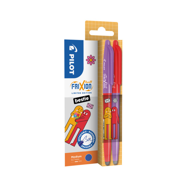 PILOT FriXion Ball Friends Edition Tintenroller Floral BFFs 0,4 mm, Schreibfarbe: blau, 2 St.