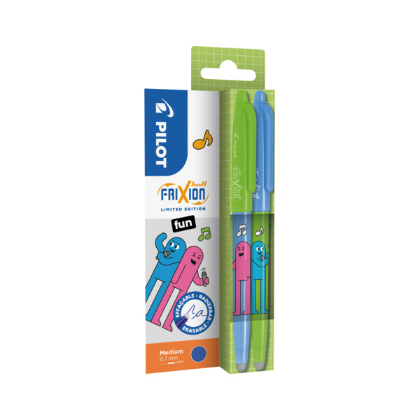 PILOT FriXion Ball Friends Edition Tintenroller Beat Buddies 0,4 mm, Schreibfarbe: blau, 2 St.