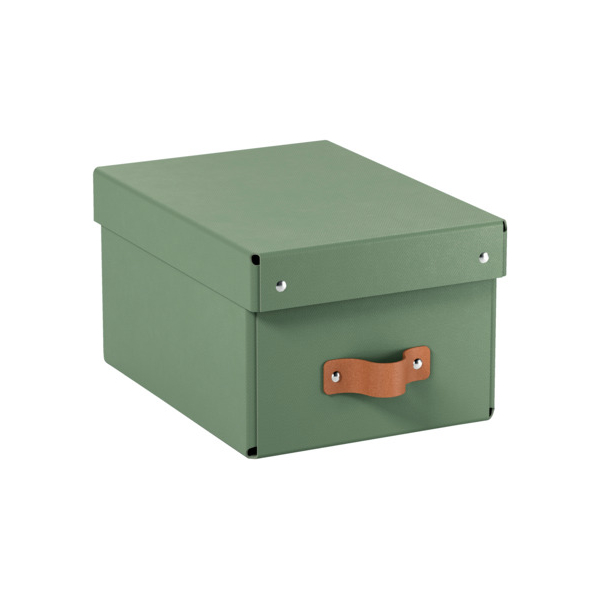 4002432136360 - Puro Aufbewahrungsbox mit Deckel klein 7L 100% Recyclingkarton 2er-Pack Grün