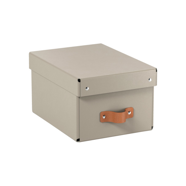 4002432136377 - Puro Aufbewahrungsbox mit Deckel klein 7L 100% Recyclingkarton 2er-Pack Beige