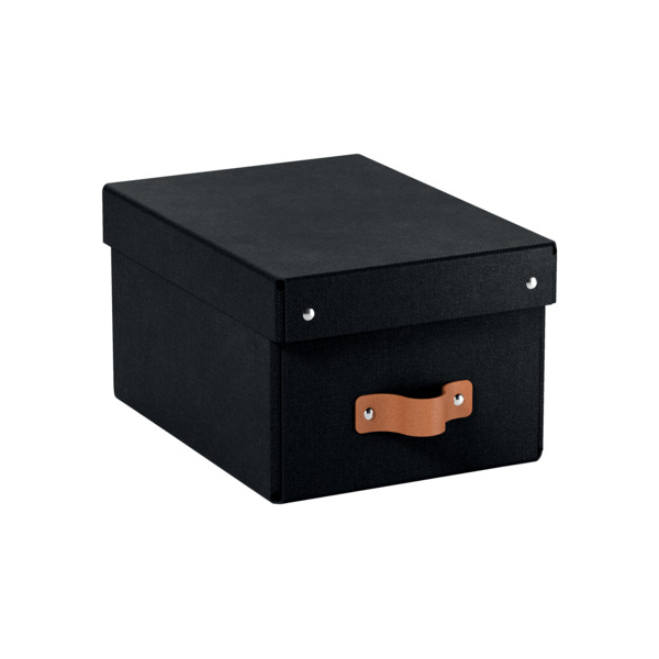 4002432136391 - Puro Aufbewahrungsbox mit Deckel klein 7L 100% Recyclingkarton 2er-Pack Schwartz