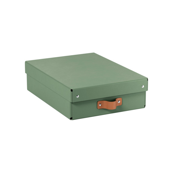 4002432136407 - Puro Aufbewahrungsbox mit Deckel mittelgroß & flach 8L 100% recycelter Karton 2er-Pack Grün