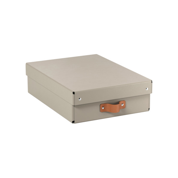 4002432136414 - Puro Aufbewahrungsbox mit Deckel mittelgroß & flach 8L 100% recycelter Karton 2er-Pack Beige