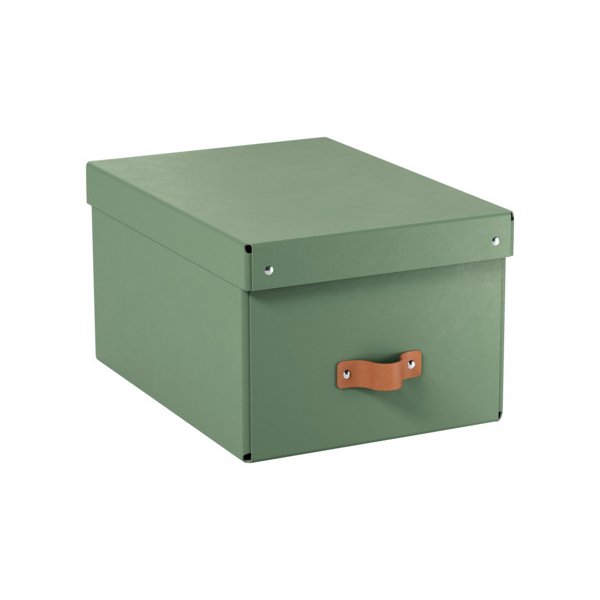 4002432136445 - Puro Aufbewahrungsbox mit Deckel mittel 17L 100% recycelter Karton 2er-Pack Grün