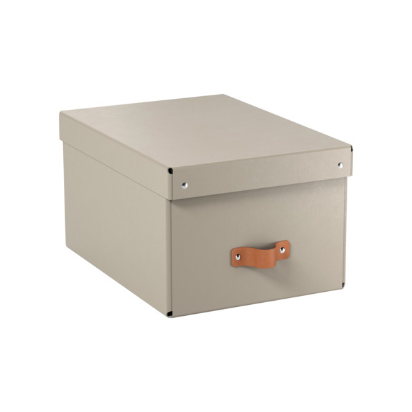 4002432136452 - Puro Aufbewahrungsbox mit Deckel mittel 17L 100% recycelter Karton 2er-Pack Beige