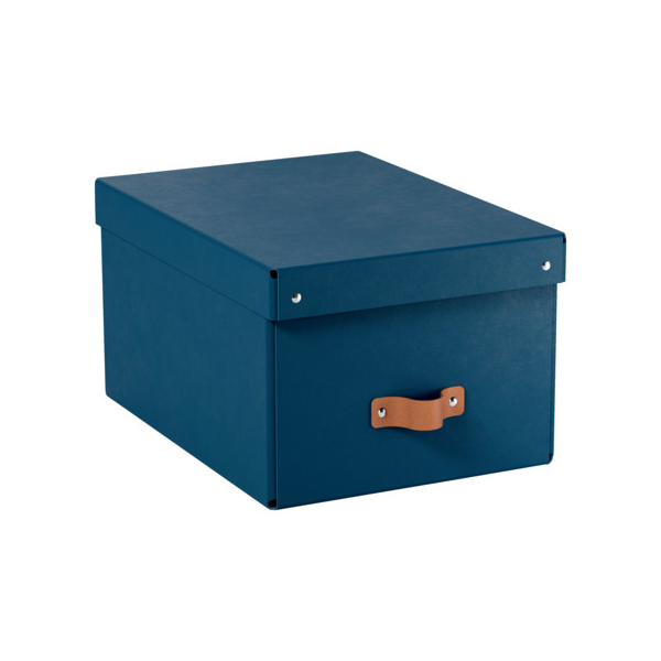 4002432136469 - Puro Aufbewahrungsbox mit Deckel mittel 17L 100% recycelter Karton 2er-Pack Dunkelblau